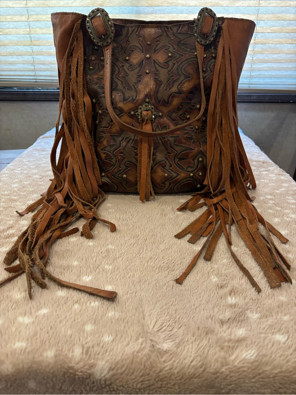 Leather fringe Western Style Tote Circle M Custom Purse
